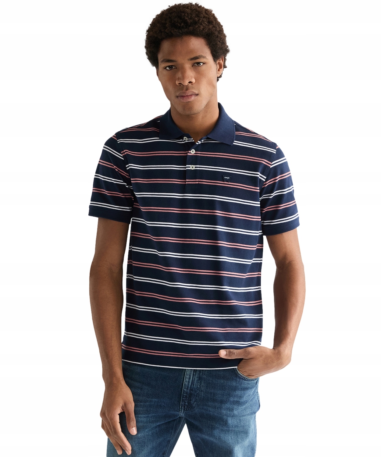 Tričko Wrangler Stripe Polo Shirt 112378537 Navy XL