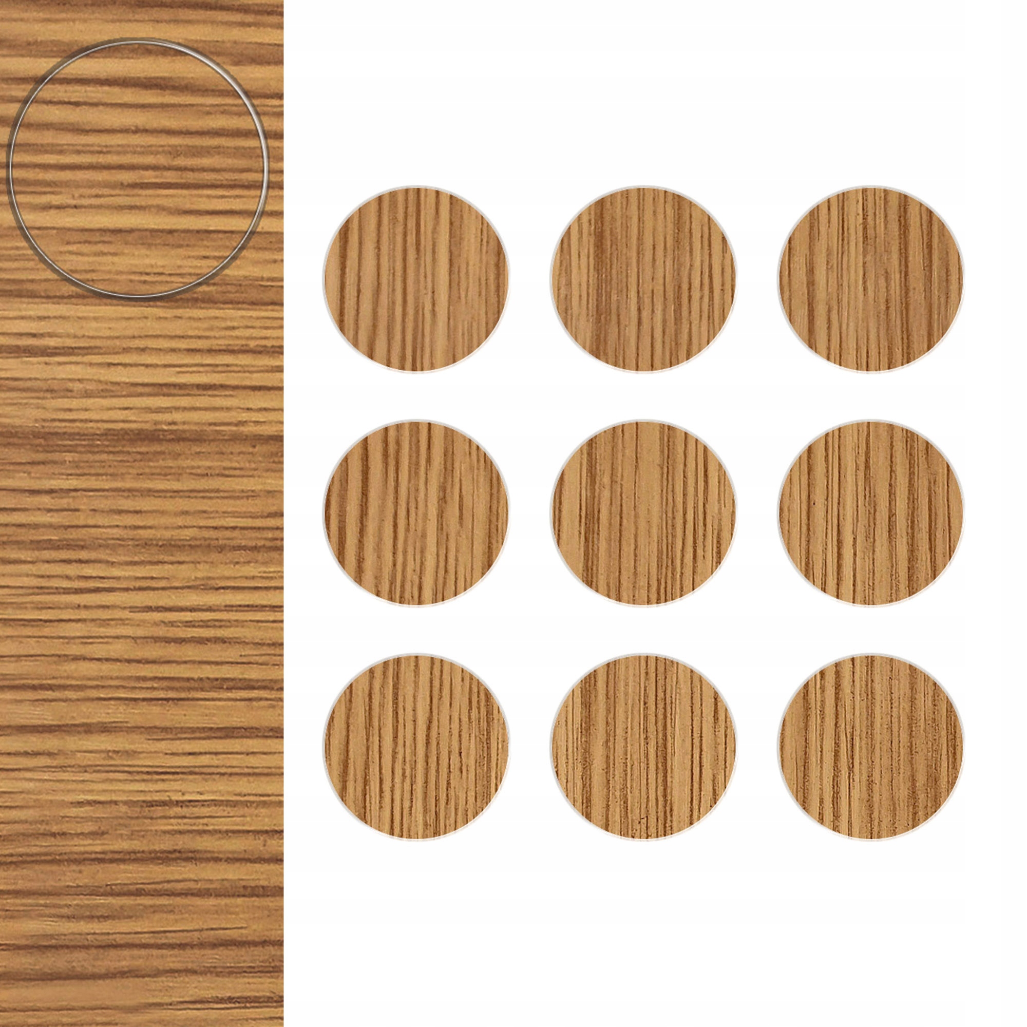 

Samoprzylepne Zaślepki Meblowe Dąb fi20 mm 9 sztuk