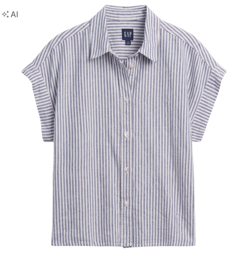 Košile Gap Oversized Linen Blend XL modrá