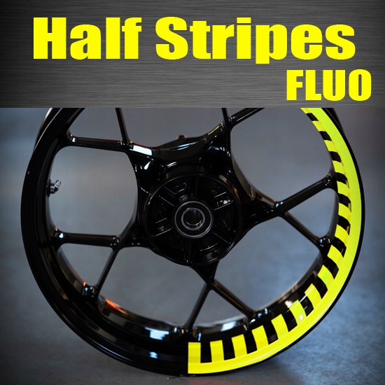 Half Stripes Fluo Samolepky pásky na kola ráfky rámy motocyklů pro Yamaha