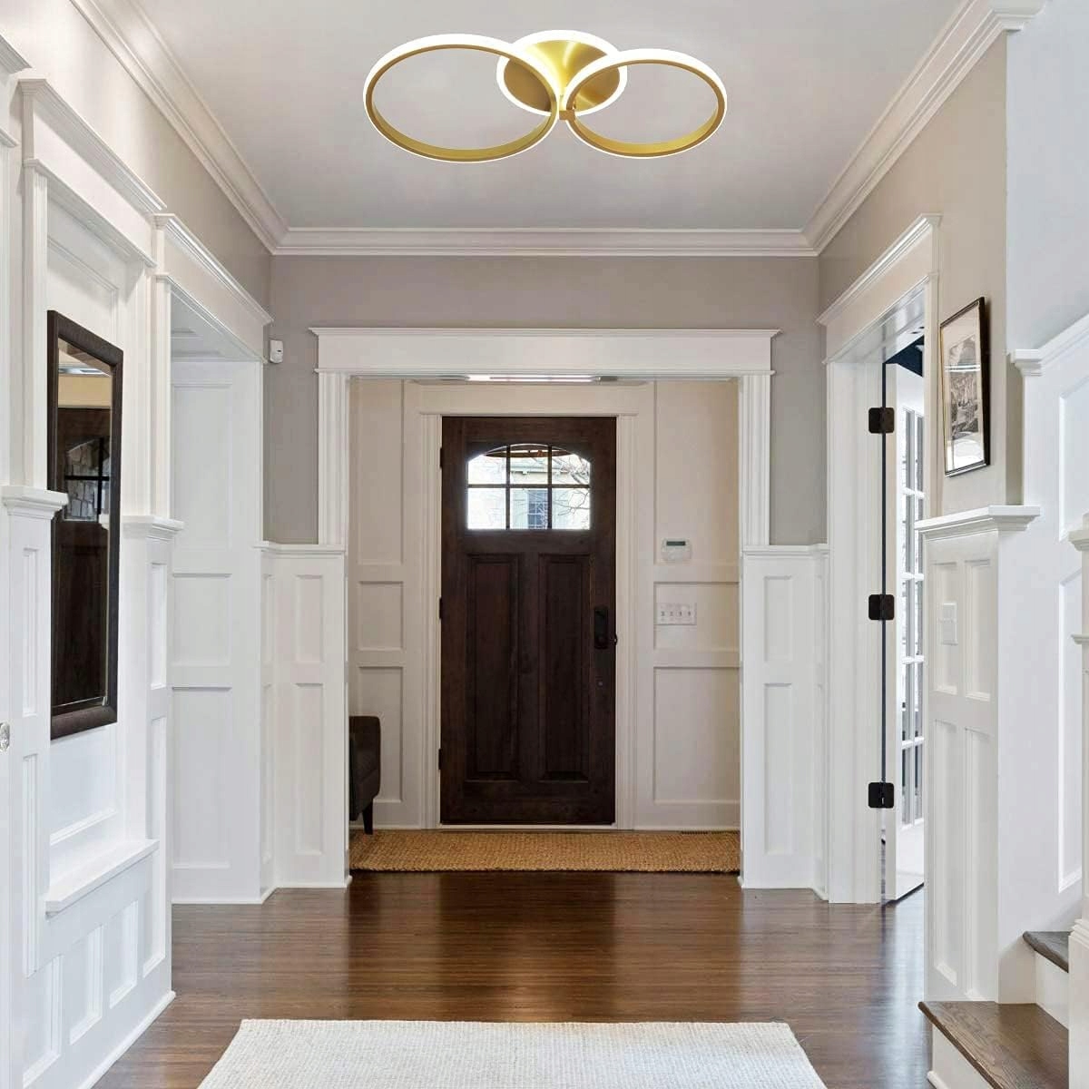 LAMPA SUFITOWA LED PLAFON ŻYRANDOL ZŁOTA 6000K 42W Szerokość produktu 30 cm