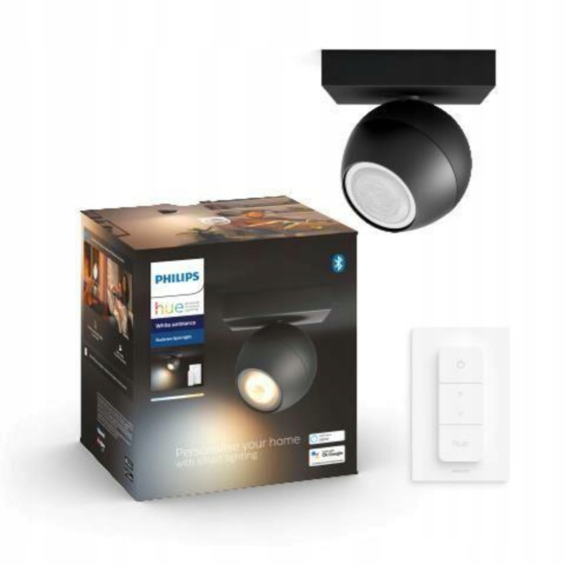 Philips Hue Wa Buckram bodové Led svietidlo GU10 5W 350lm 2200-6500K čierne