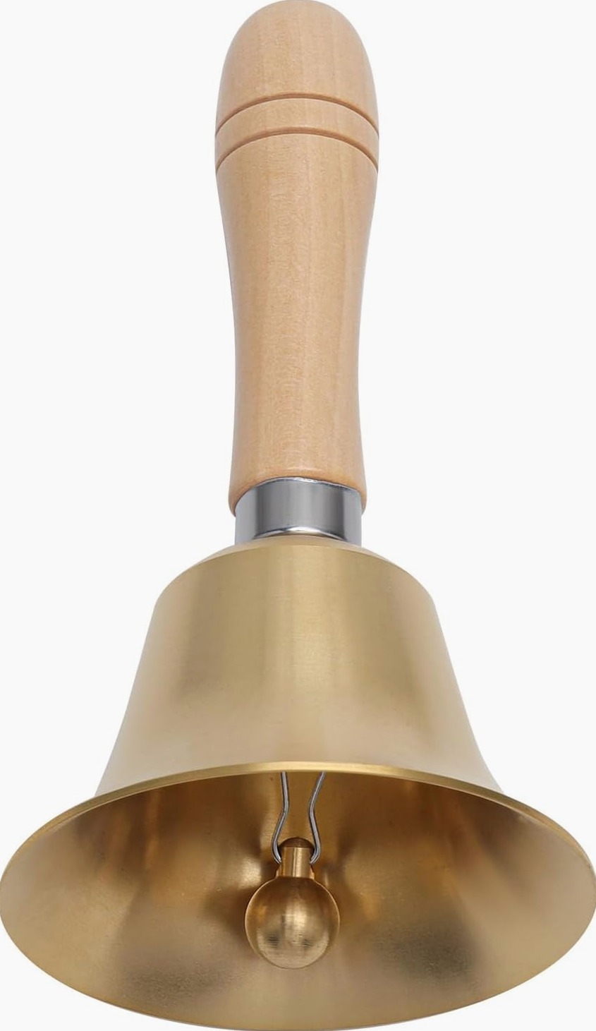 Dzwonek Ręczny 15 CM Metalowy Drewniany Głośny Czyszczenie Klasyczny