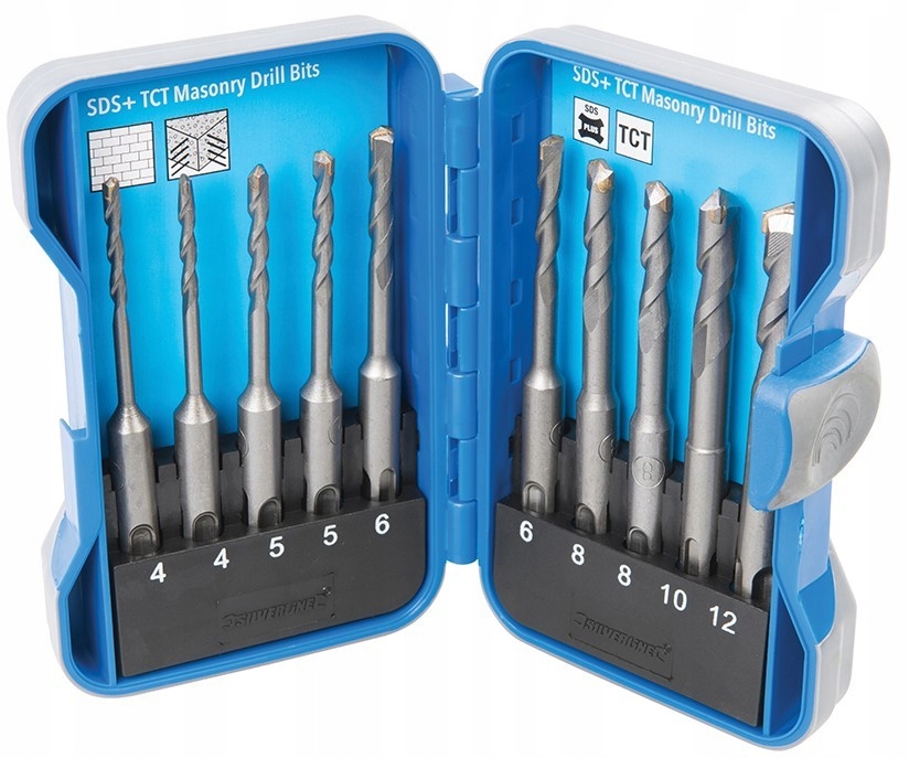 ZESTAW WIERTEŁ WIERTŁO WIERTŁA SDS PLUS TCT 10 szt.