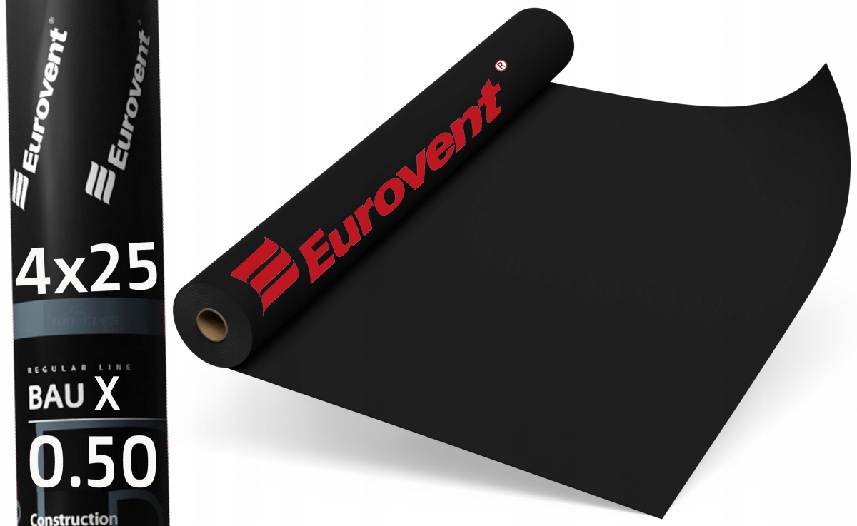 Folia budowlana Eurovent Bau X 0,5mm 4x25m Atest izolacja pod beton wylewki