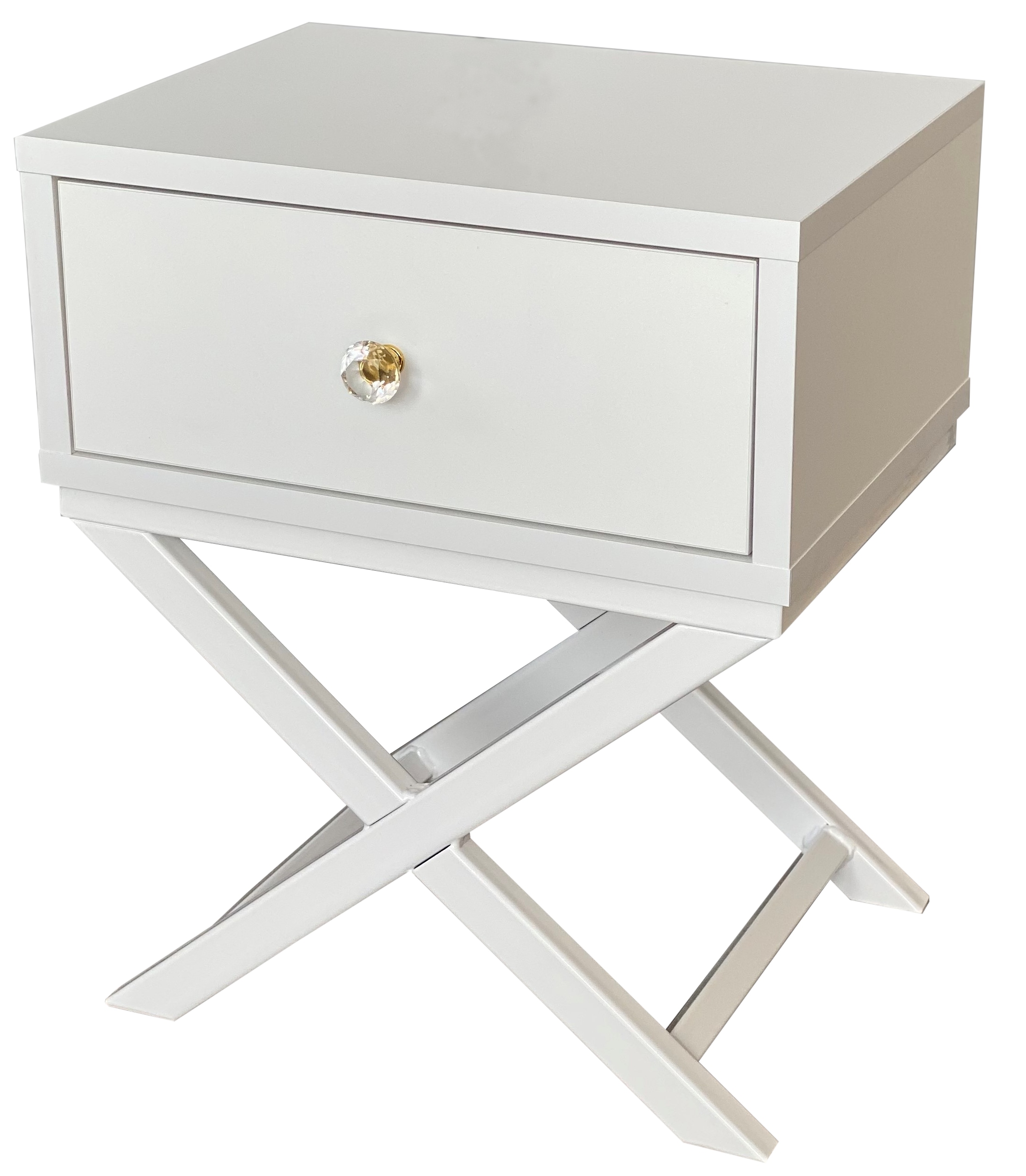 

Szafka nocna biała złota stelaż biały X loft