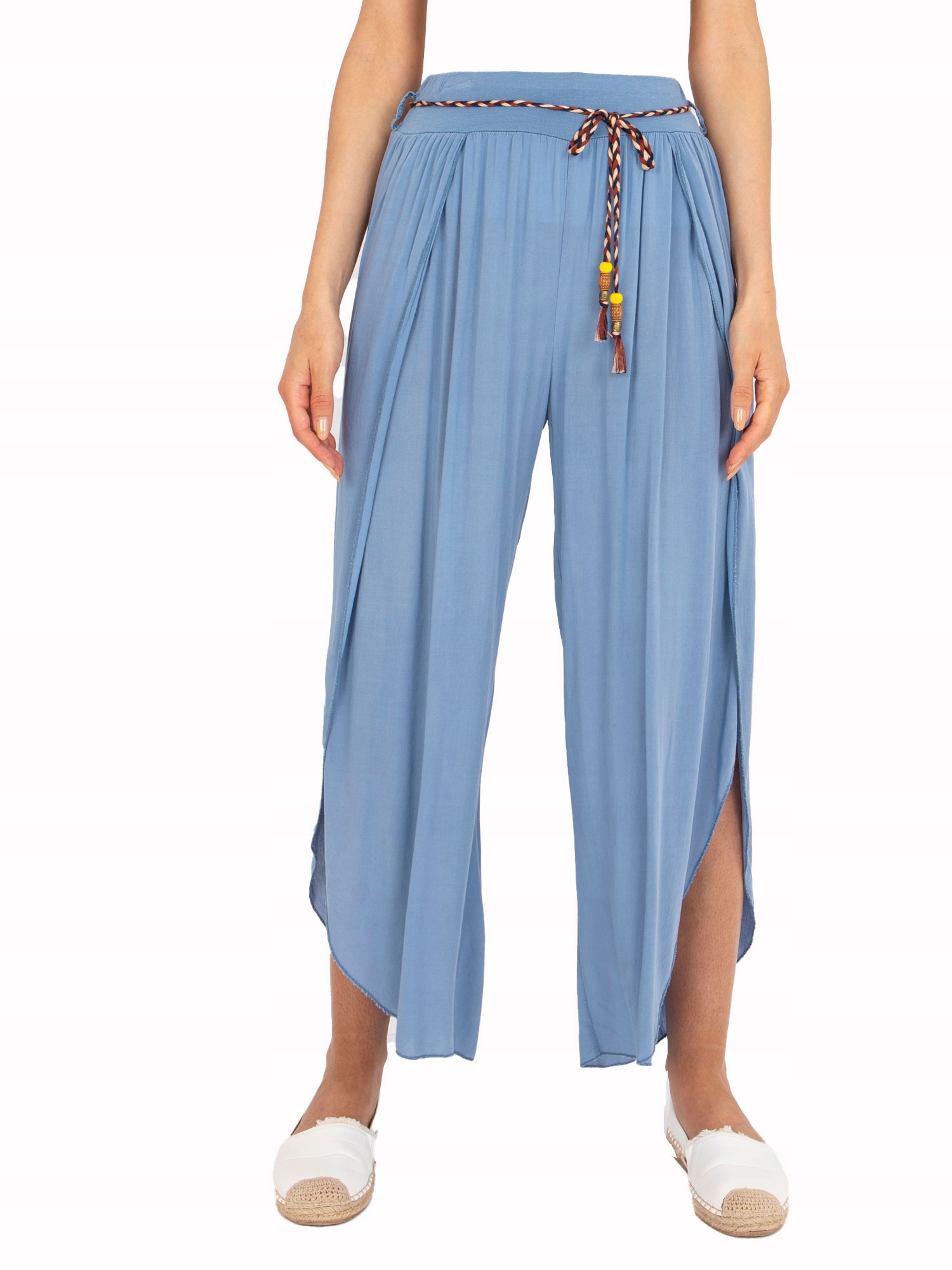 

Genialne zwiewne Spodnie damskie rozcięcia - M