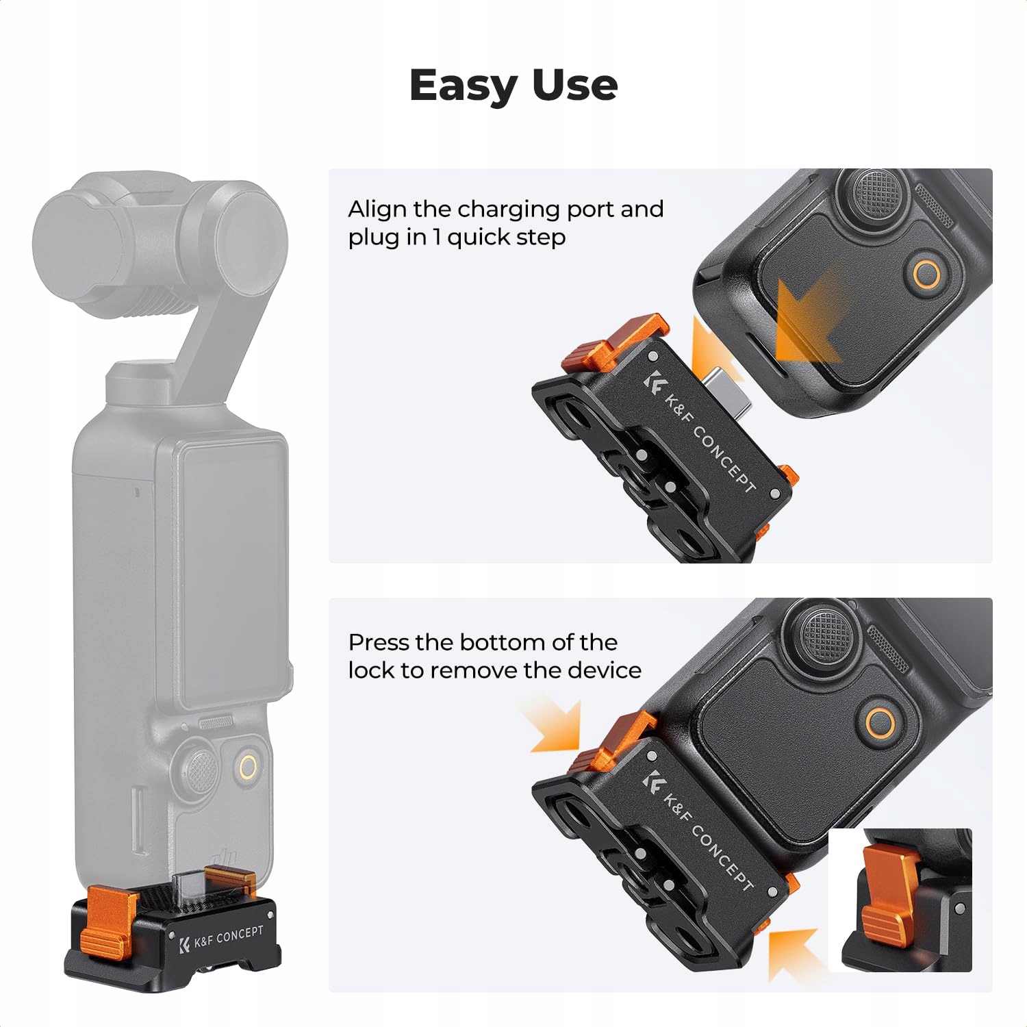 K&F CONCEPT Stacja Ładowania DJI Osmo Pocket 3 Typ-C Arca-Swiss Aluminium — miniatura 4