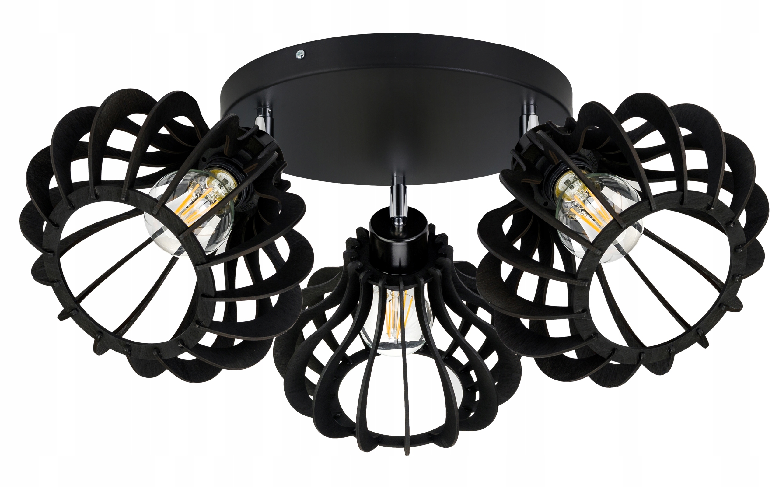 Stropní Svítidlo Stropní Svítidlo Pohyblivý Lustr Loft stínidlo Černé Dřevo na 3x E27