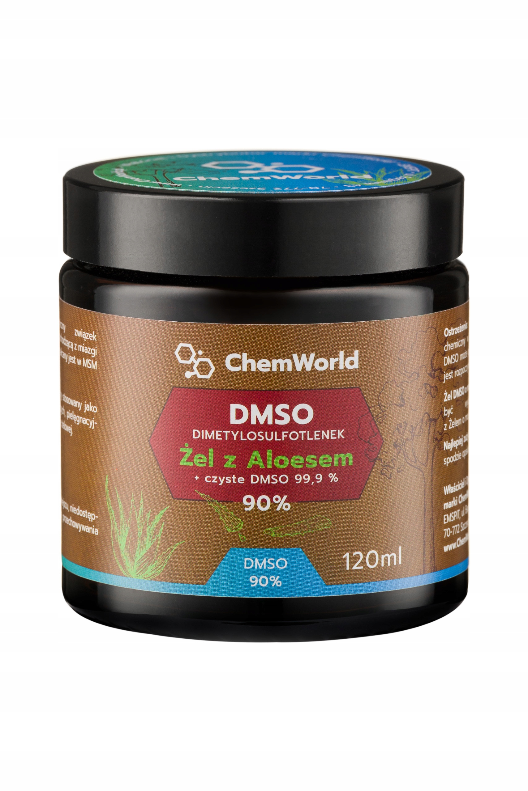 

Dmso 99,9% Żel Moc 90% z Aloesem 99% natura 120 ml