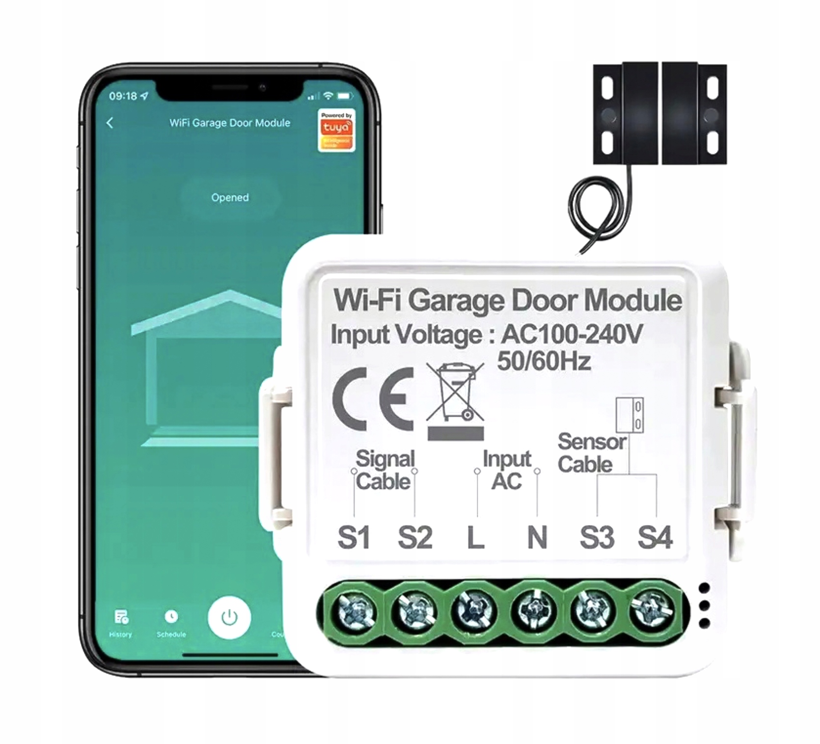 Mini WiFi modul pro ovládání garážových vrat Tuya