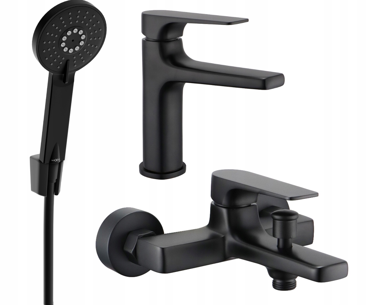 Mexen Lynx R40 koupelnová souprava černá mosaz, nástěnná montáž