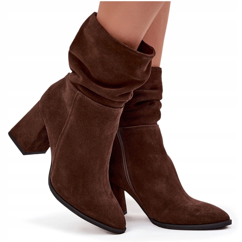 Dámské Kotníkové Boty Semišové S Zatepleným Sloupkem Zazoo 4216 Hnědé 40