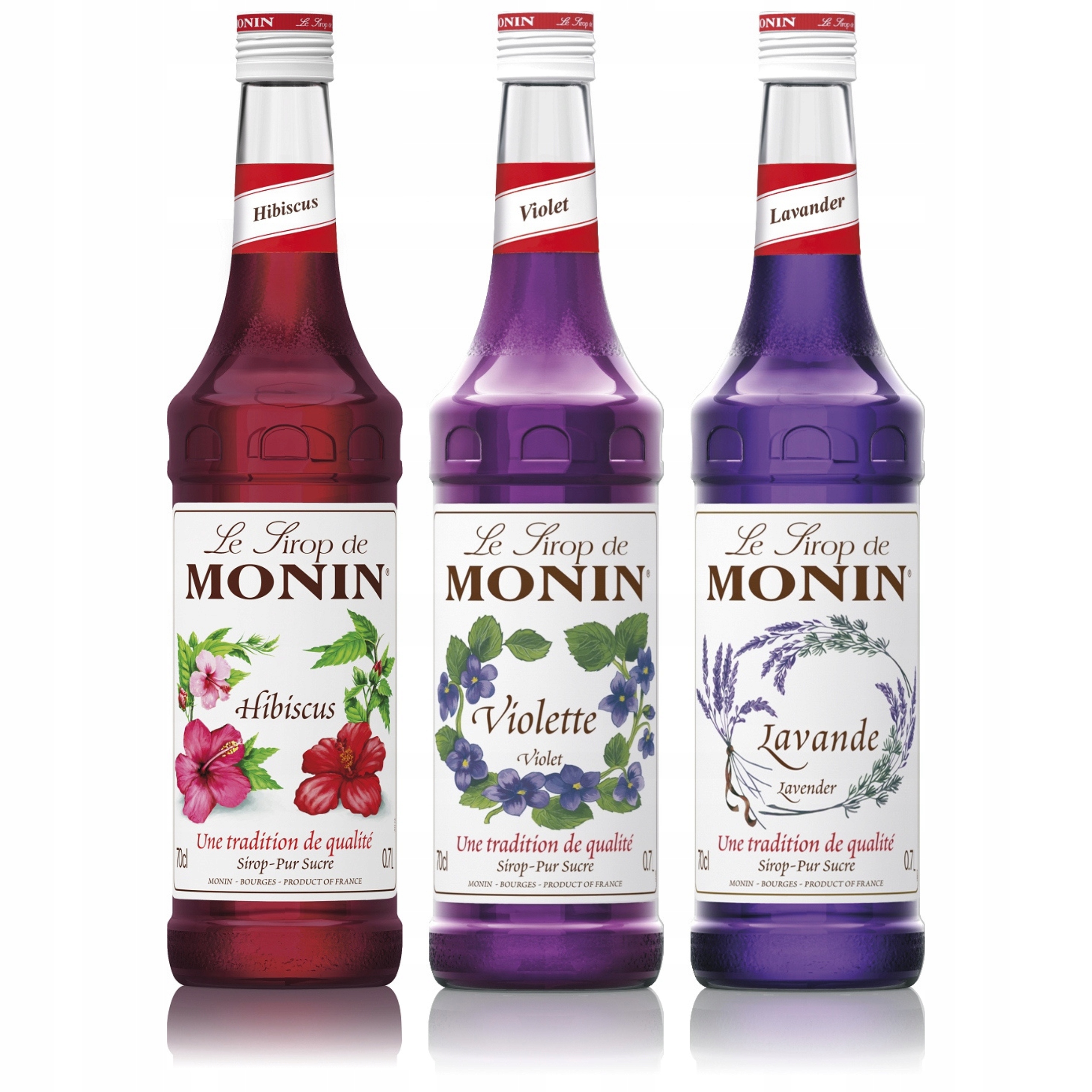 Levně Sada sirupů Monin: 1 x fialka/levandule/hibiskus 700 ml