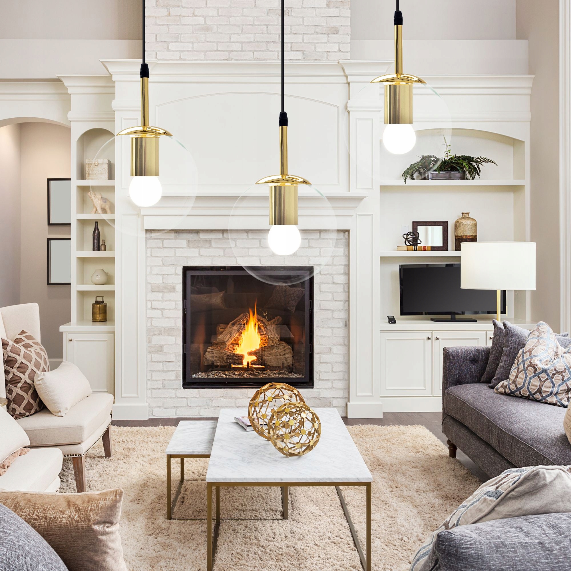 LAMPA SUFITOWA WISZĄCA SZKLANA KULA ZŁOTA GOLD Marka TOOLIGHT