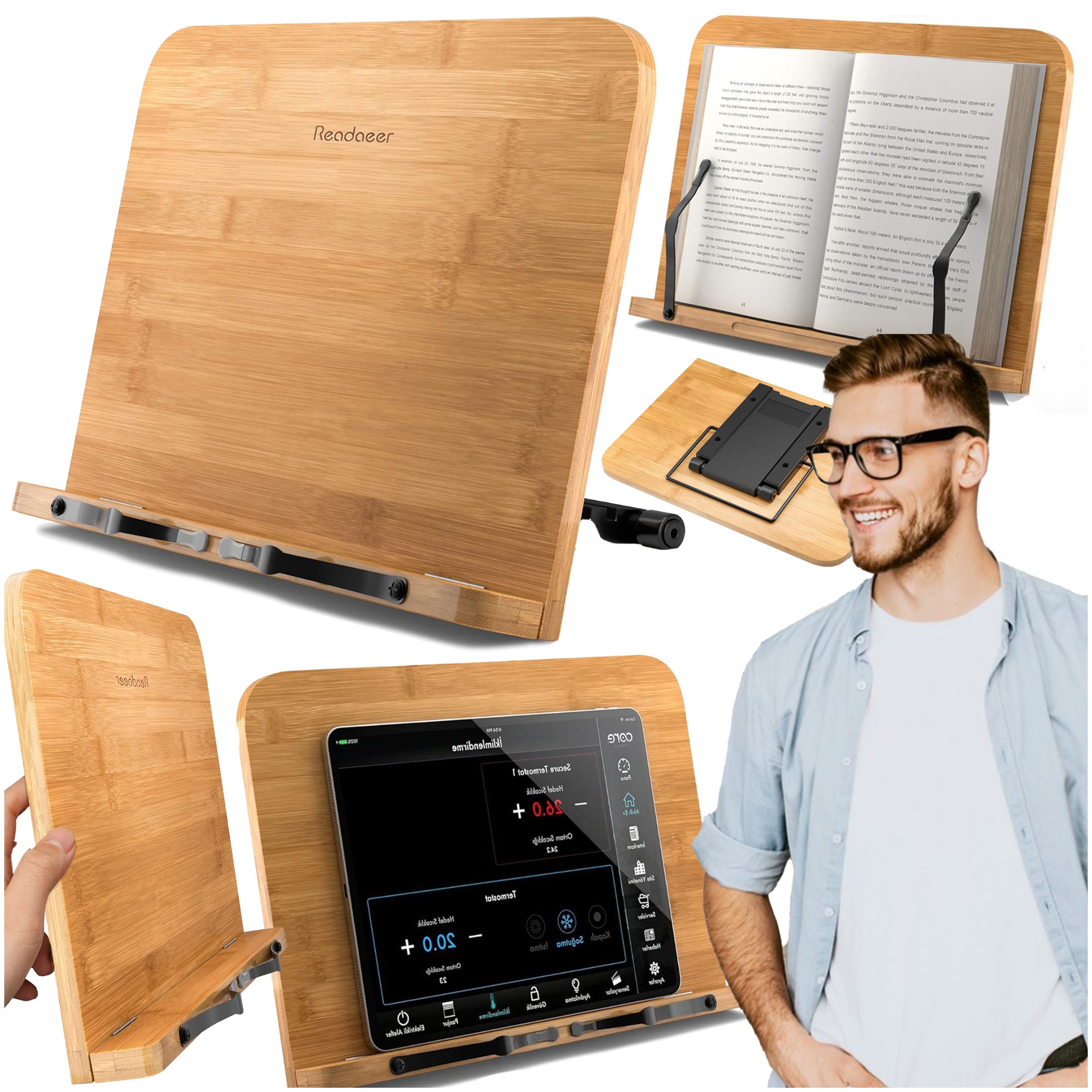 Stojan na knihu Držák na notebook iPad Bambusový stojan na čtení