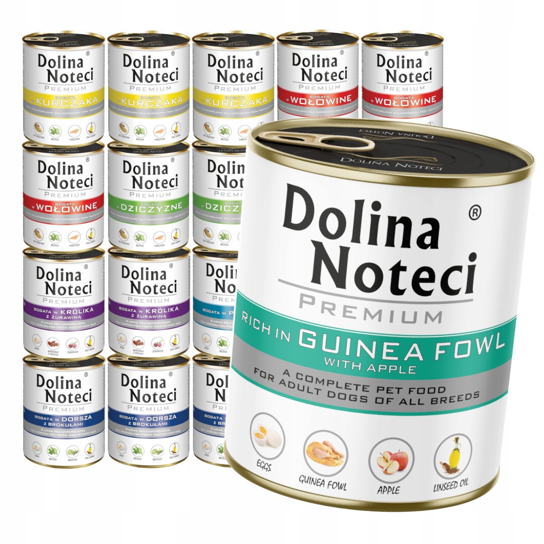Dolina Noteci Premium Mix 7 příchutí 20x800g Vlhké Krmivo pro psa Ryba Drůbež