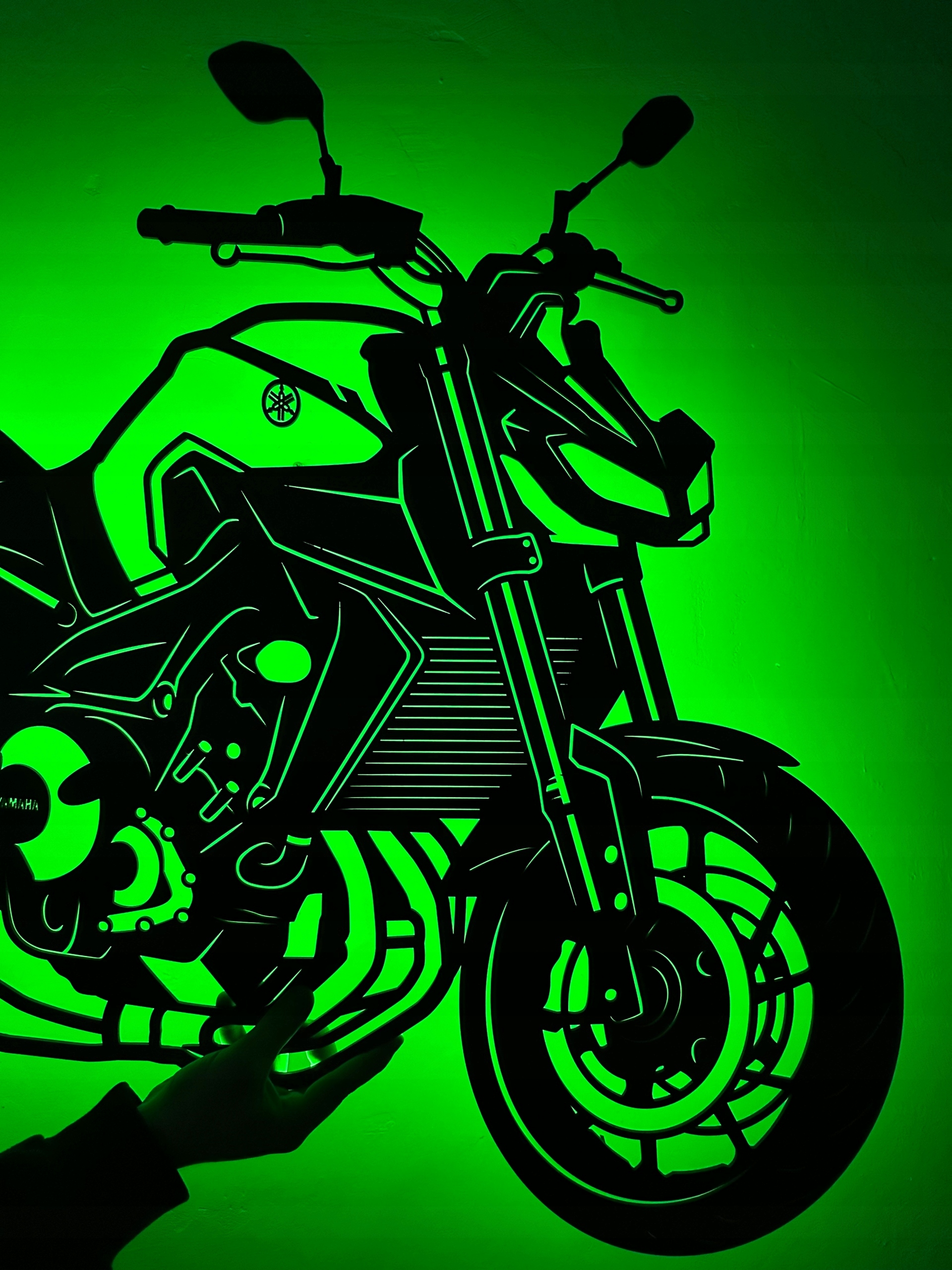 Dřevěný 3D obraz Yamaha Mt 09 Nástěnný Dárek Noční Lampa Led XL