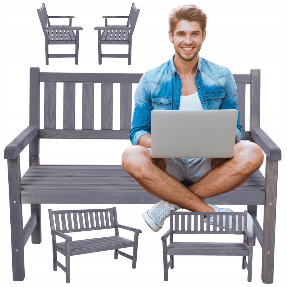 Drevená záhradná lavička s opierkou na ruky, dvojmiestna, Eko, Drevo