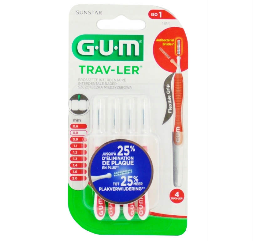 

Gum Trav-ler 0,8mm szczoteczki międzyzębowe 4szt