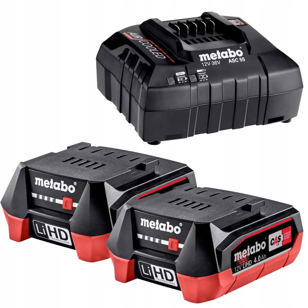 Akumulátory Metabo Basic Set Sada 2X Akumulátor 4AH 12V Nabíječka ASC55