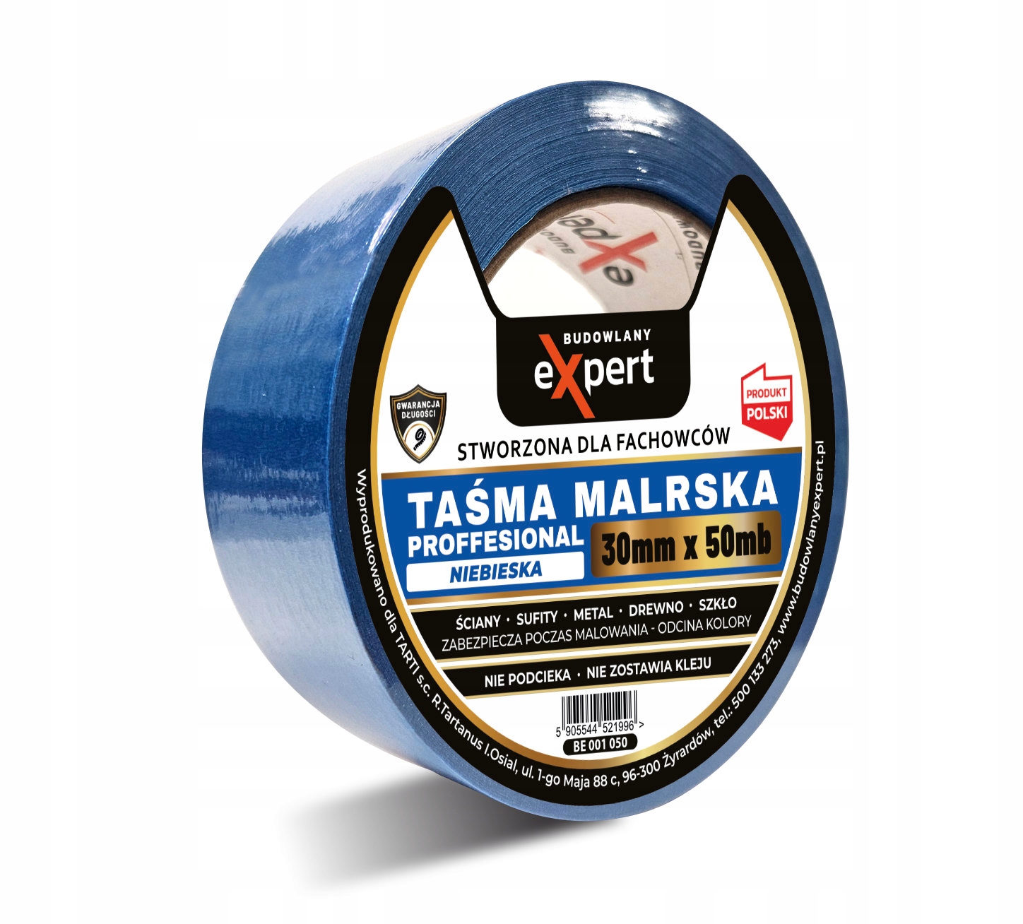 TAŚMA MALARSKA MASKUJĄCA PAPIEROWA NIEBIESKA BLUE WYSOKA JAKOŚĆ 30mm x 50mb