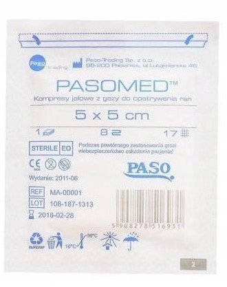 

Kompresy Jałowe z gazy Pasomed 17 Nit. 5x5cm 3szt