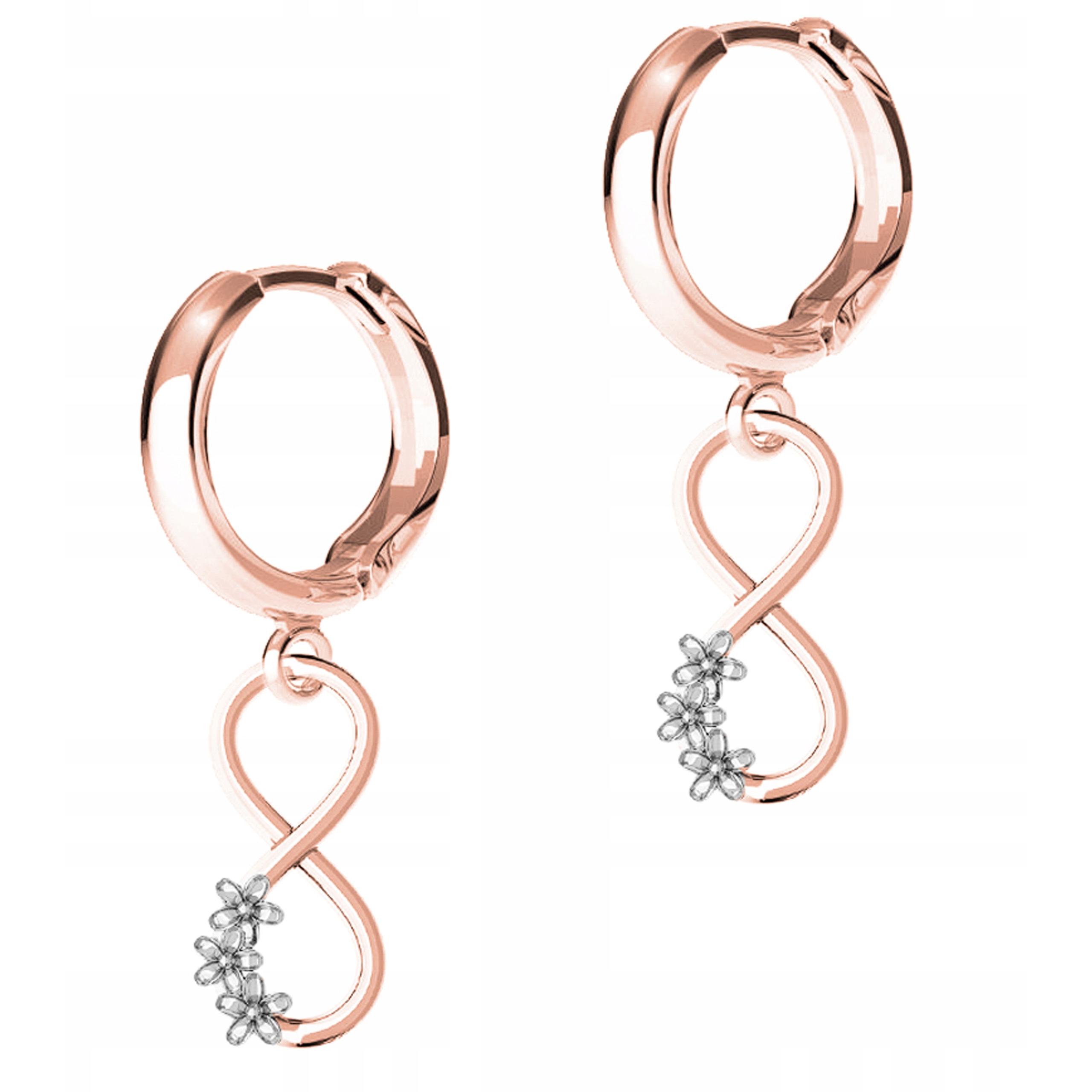 Náušnice Pozlacené Nekonečno Květiny Zirkony Stříbro 925