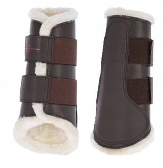 Jezdecké Chrániče Pro Koně, Přední Část S Kožešinou, Hnědá, Cob Covalliero