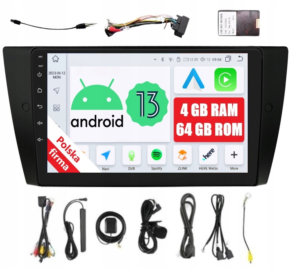 Navigace Rádio 2DIN Android Bmw 3 E90 E91 E93 E93 4/64 Gb Carplay Dsp Lte
