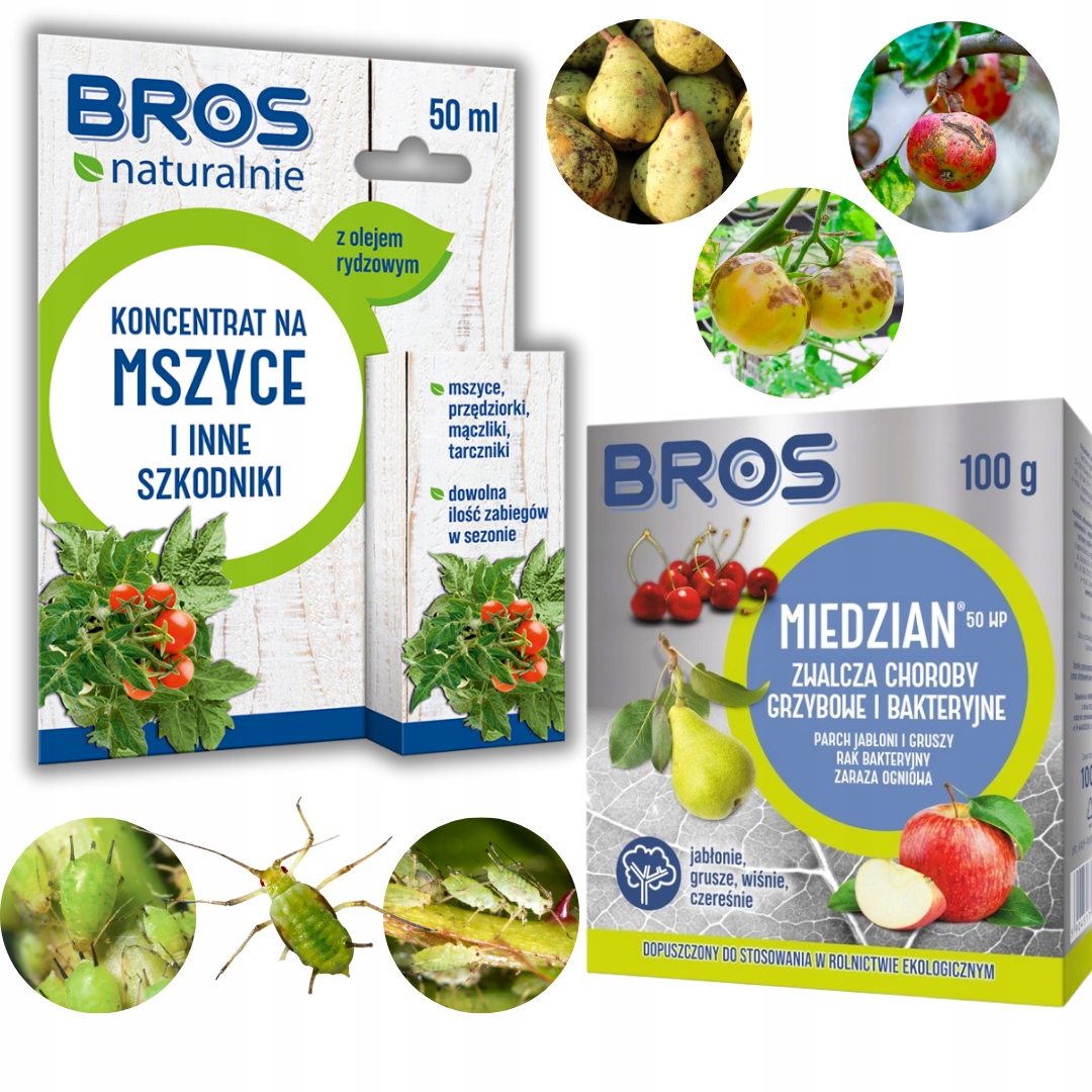 Koncentrat Na Mszyce Bros Naturalnie 50ml+Środek Grzybobójczy Miedzian 50WP