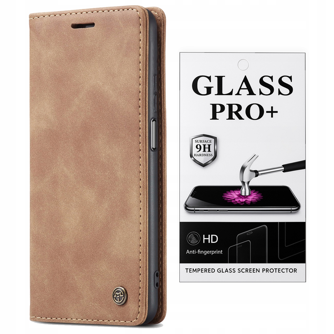 Skórzane Etui z Klapką do Xiaomi Redmi Note 11 Pro Beżowy Szkło
