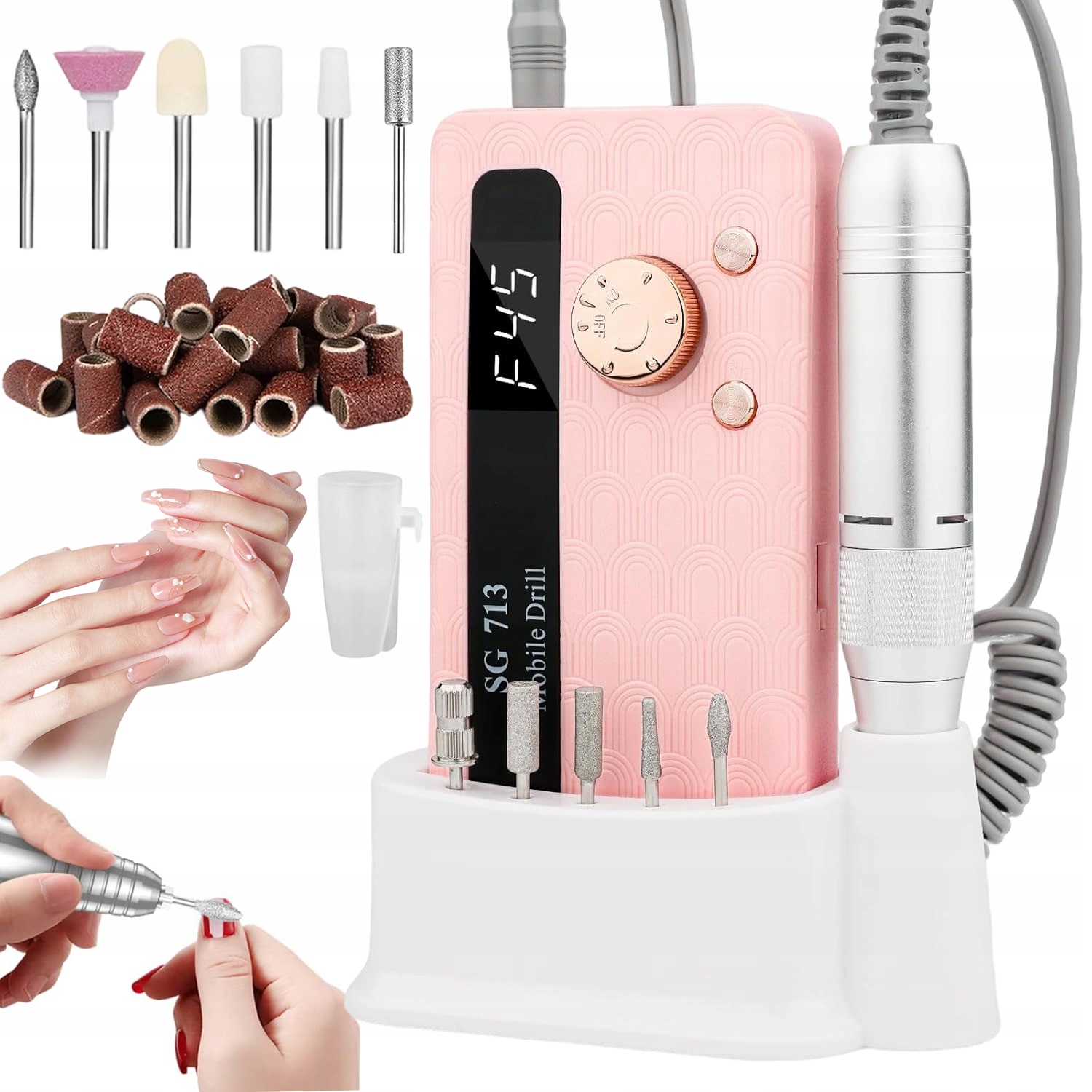 Bruska Manikúra Pedikúra Profesionální Sada Fréz Výkon 36W