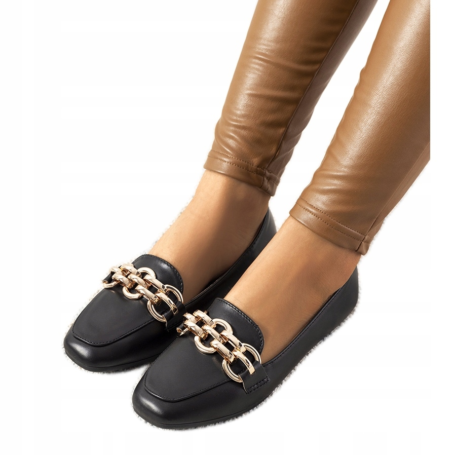 Czarne mokasyny z łańcuchem Tillison r.39