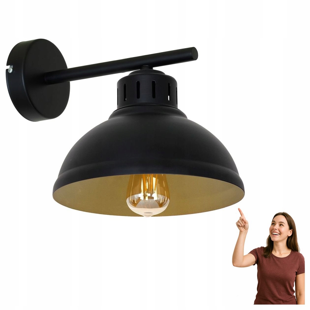 Černá nástěnná lampa Sven 9141 Luminex