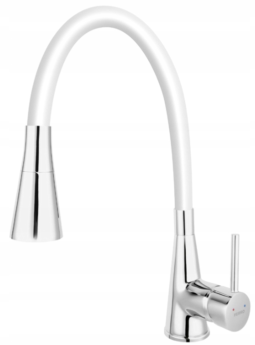 Ferro Bateria kuchenna Zumba II, Biała, elastyczna wylewka, stojąca.