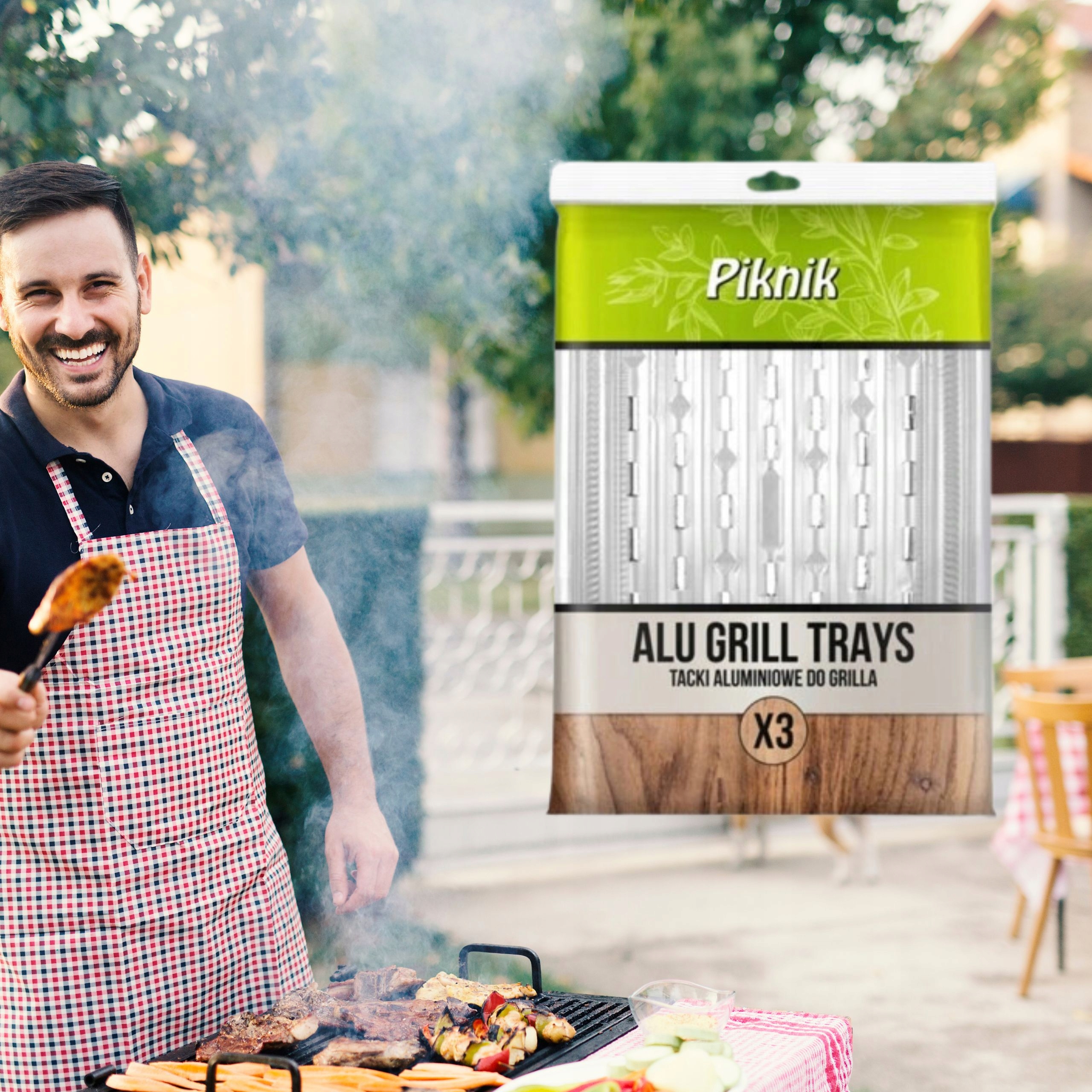 AKU TACKI DO GRILLA DUŻE PROSTOKĄTNE ALUMINIOWE 34x22CM 3 SZT. Liczba sztuk 3 szt.