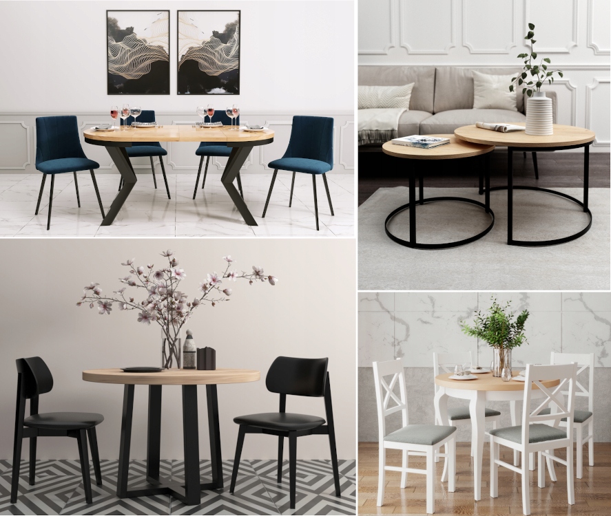 Nowoczesny stół kwadratowy + 4 krzesła do kuchni Szerokość siedziska 43 cm