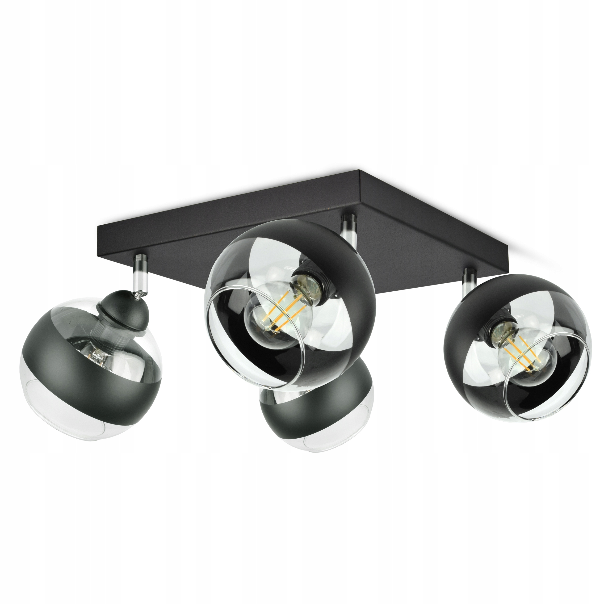 Závěsná stropní lampa Lustr Černá Skleněné Koule Black Belt AG4 Led E27
