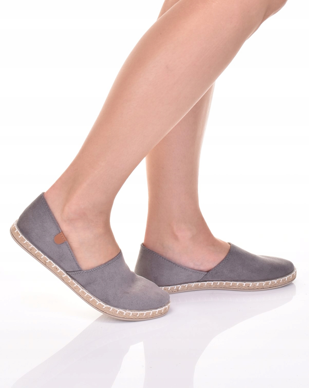ESPADRYLE DAMSKIE LEKKIE WYKROJONE TENISÓWKI WSUWANE SZARE Marka inna