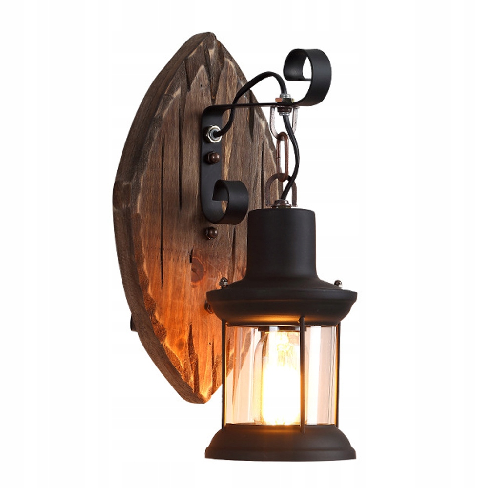 

Retro Drewniana lampa ścienna kinkiet zewnętrzny