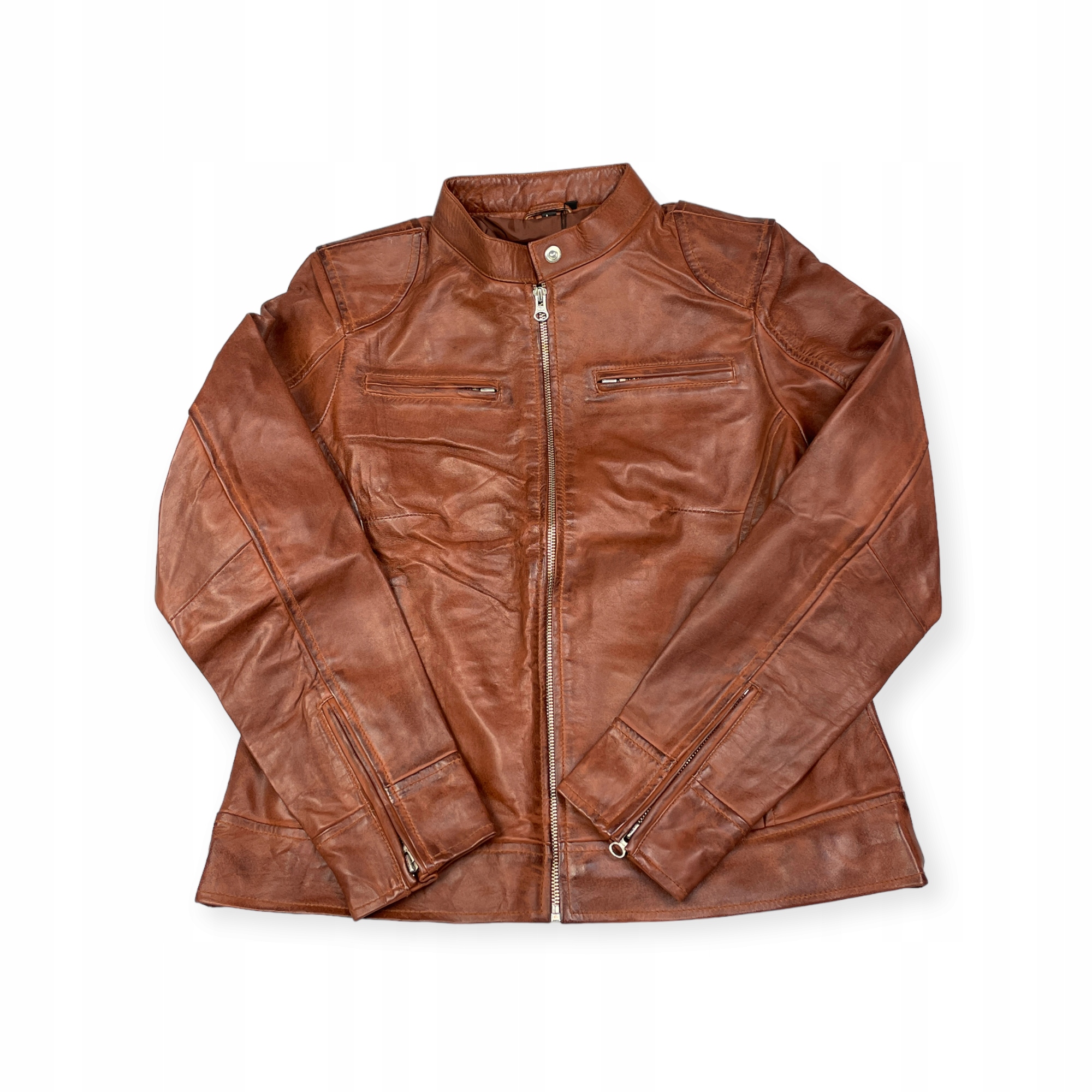 Dámská hnědá kožená bunda Real Leather S