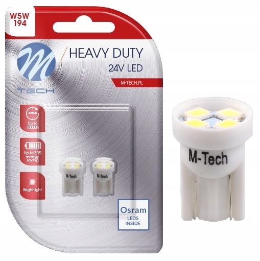 

2x Żarówka W5W T10 Led 24V 4xSMD2835 biała