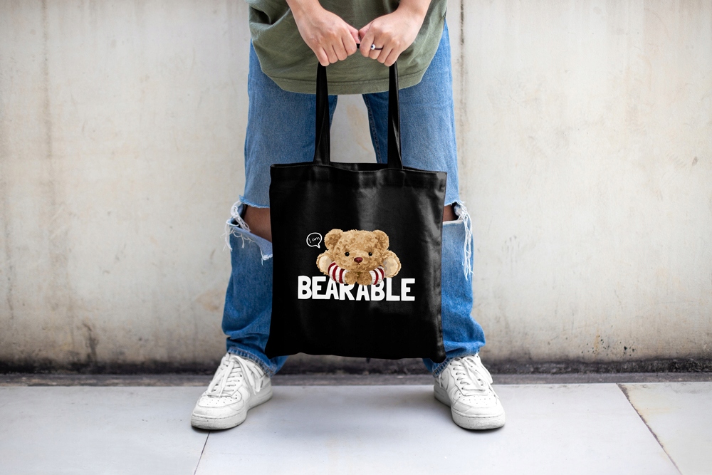 Torba ECO Shopper Zakupy Czarna MOTYLE RÓŻ Wzory Marka inna