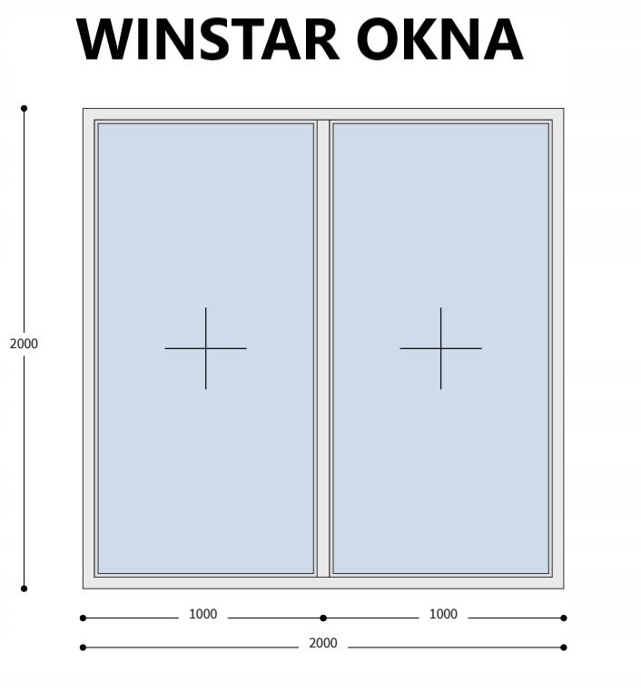 Okno pcv witryna stałe fix 200x200, białe, dwuszybowe