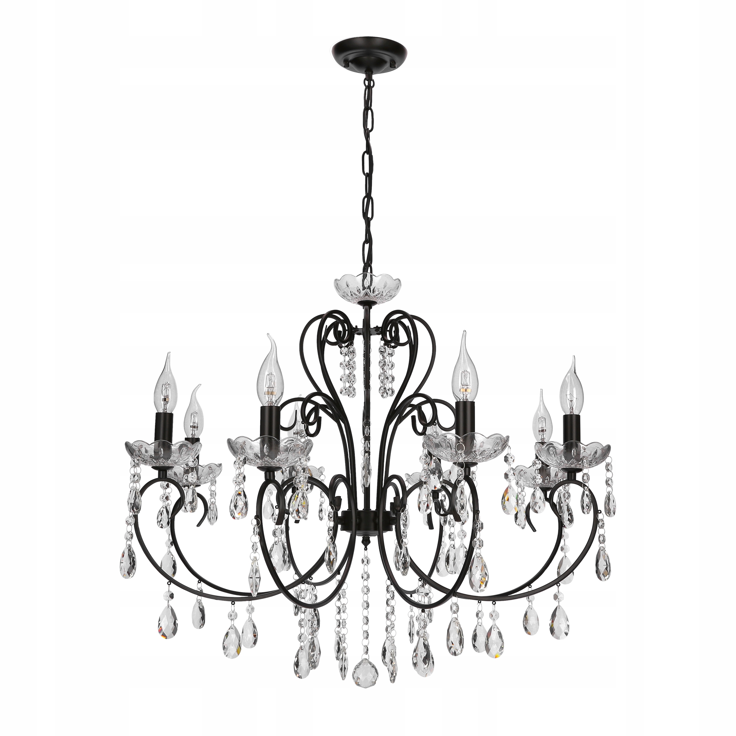 Závěsná lampa Aurora Stropní 8x40W E14 Černá Glamour Palácová Banketová