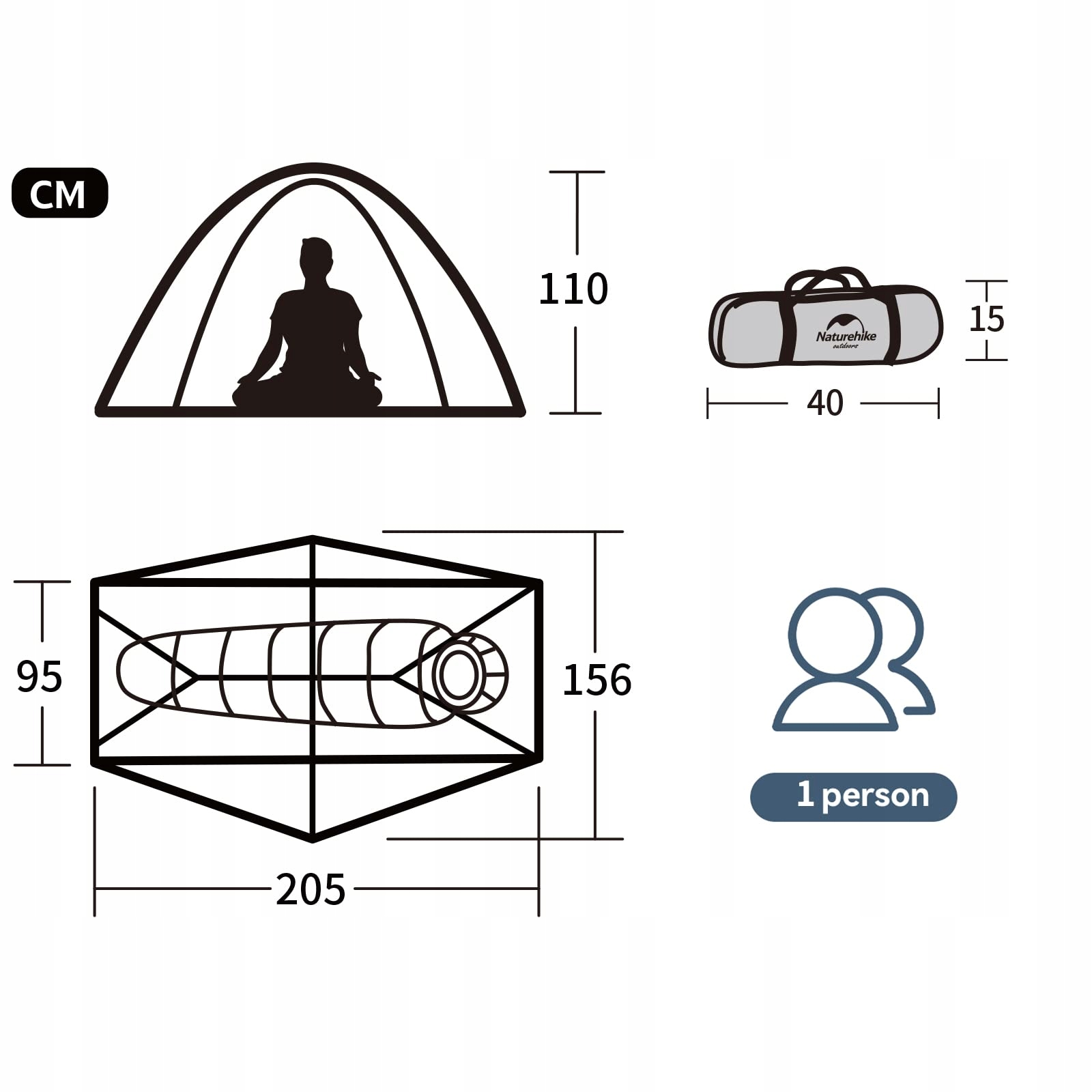 NATUREHIKE Ultralekkie Namiot Trekkingowy 1 Osobowy 3-4 Sezonowy Camping — miniatura 5