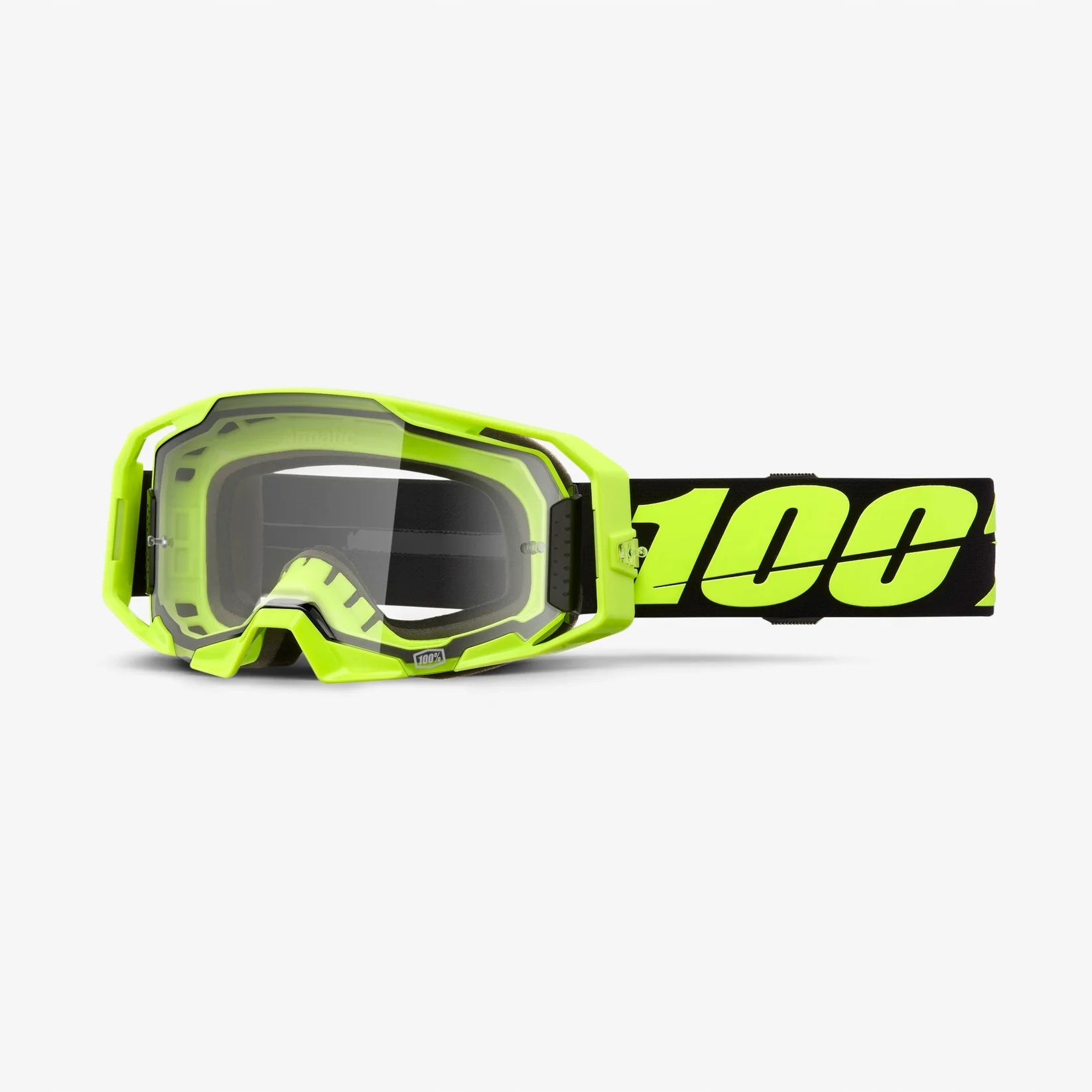 100 % Gogle Armatic Neon Yellow Clear Lens Žltá Farba Fluo/čiern