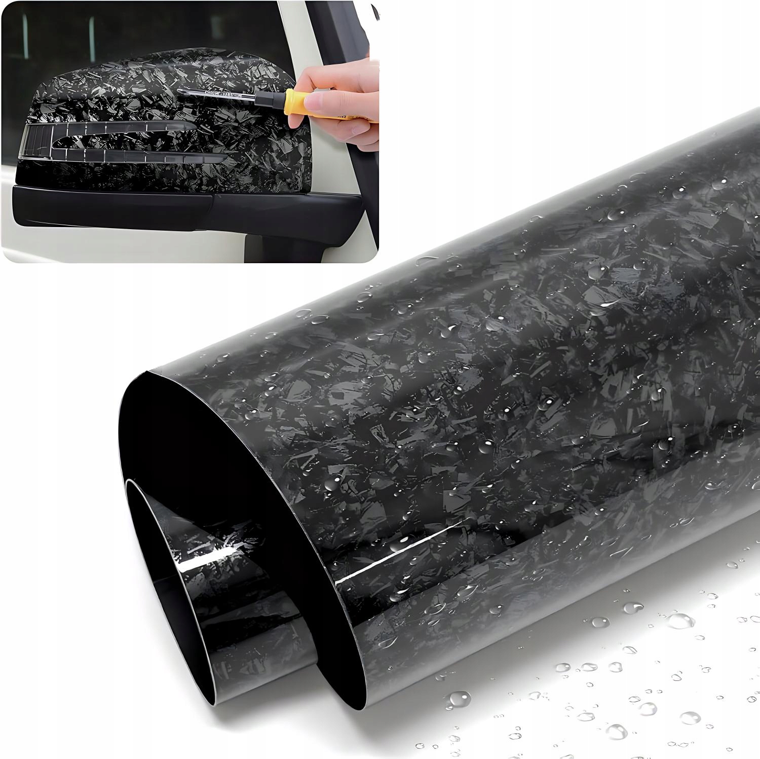 Folia Carbon Okleina Karbon 3D Czarna Połysk Na Rower Progi Laptop Auto