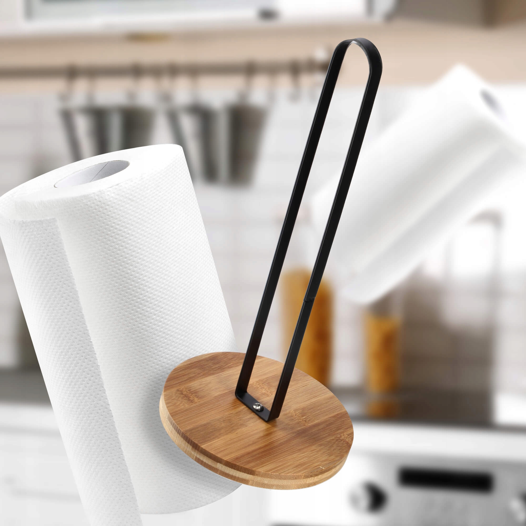 STOJAK NA RĘCZNIK PAPIEROWY METALOWY CZARNY Szerokość produktu 15 cm